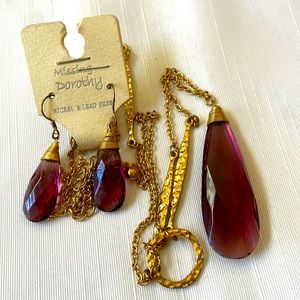 Missing Dorothy nickel & lead free gold tone chain pendant necklace earrings set